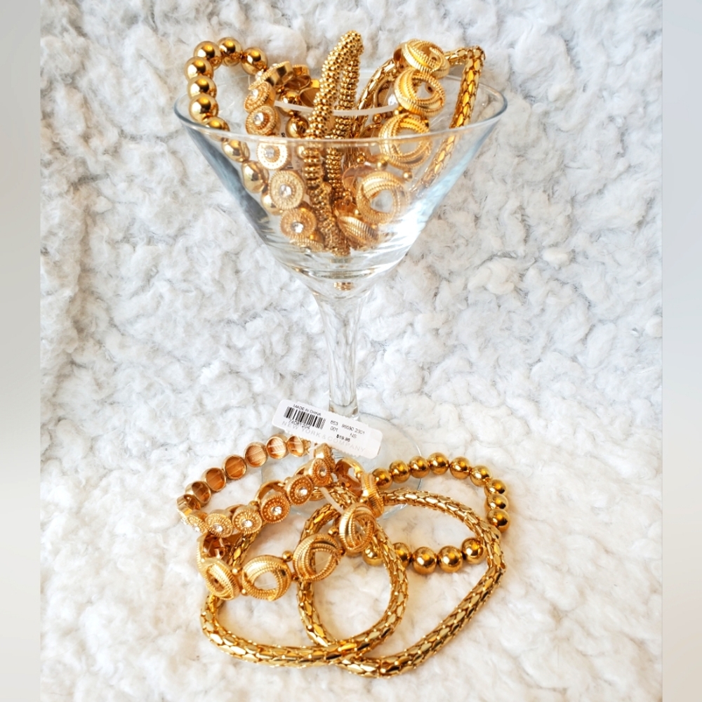 10 Yellow Gold Color Costume Bracelets (Variety)